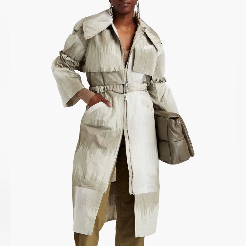 Ganni Oversized Shell Trench Coat In Ikat Agate Grey